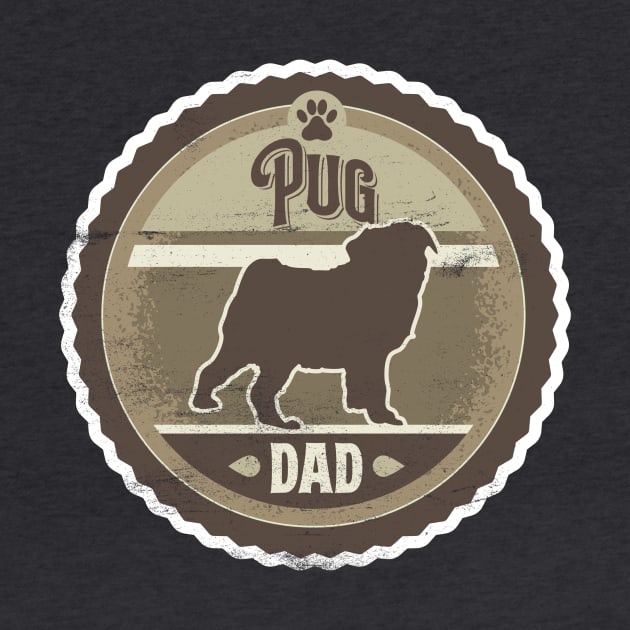 Pug Dad - Distressed Pug Silhouette Design by DoggyStyles